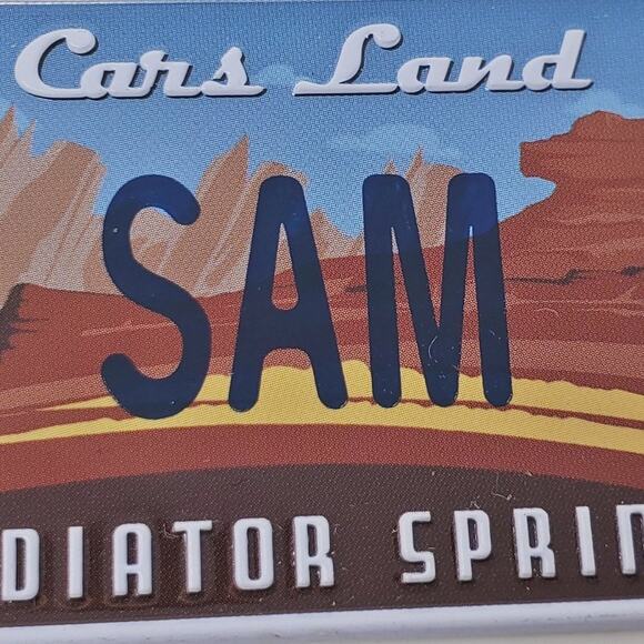 Disney Parks Cars Licenses Plate Keychain w Name SAM - Picture 2 of 5